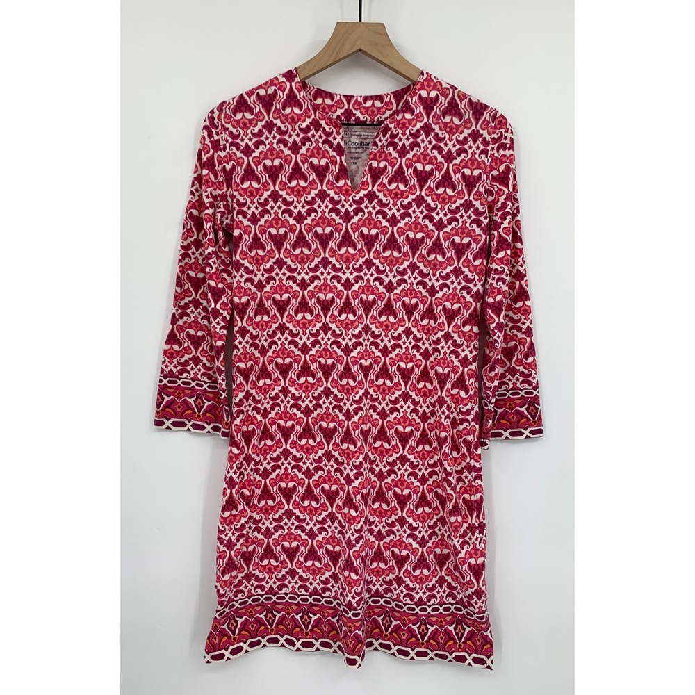 Coolibar Dress Womens XS Pink Red UPF 50+ Sun Protection Bamboo Cotton Beach
